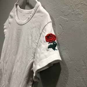 White Tee with Rose Detailing | Brandy Melville